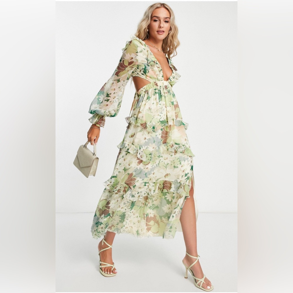 NWT ASOS tiered ruffle midi dress